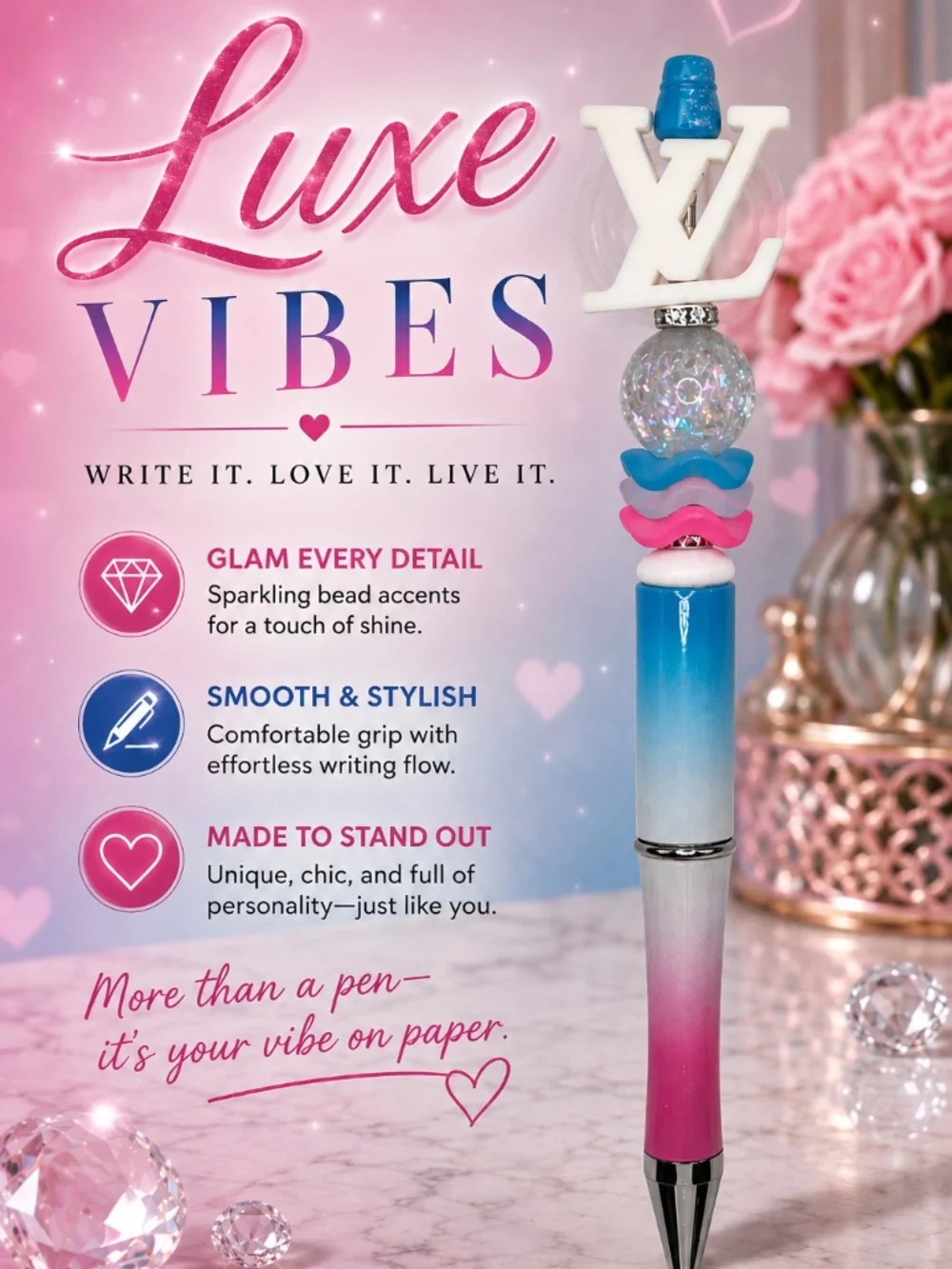 Pink & Blue Signature Pen